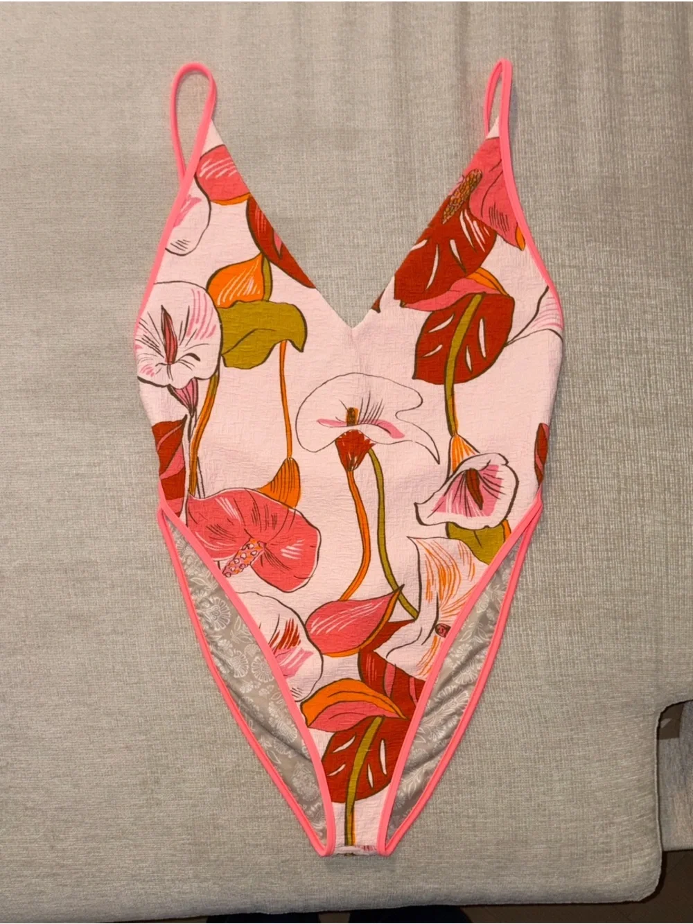 Free People Free-est Amber Printed One Piece Swimsuit Pura Vida Blush XL NEW NWT